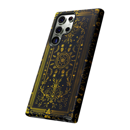 Luxury Gold Floral Damask Tough Phone Case - Elegant Black & Gold Baroque Design