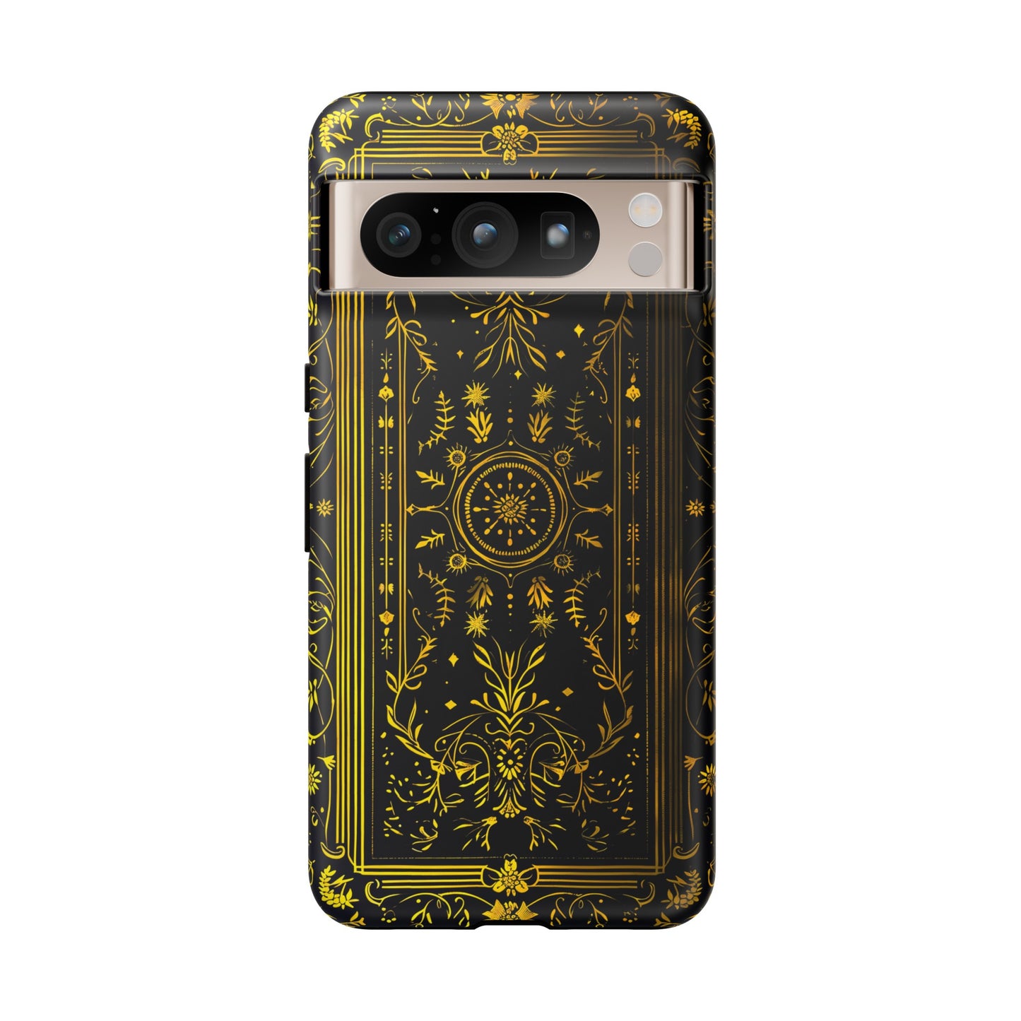 Luxury Gold Floral Damask Tough Phone Case - Elegant Black & Gold Baroque Design