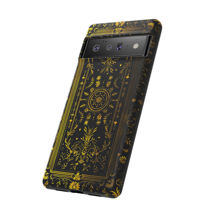 Luxury Gold Floral Damask Tough Phone Case - Elegant Black & Gold Baroque Design