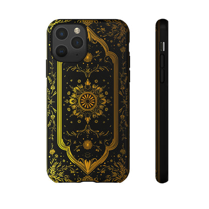 Luxury Gold Floral Damask Tough Phone Case - Elegant Black & Gold Baroque Design