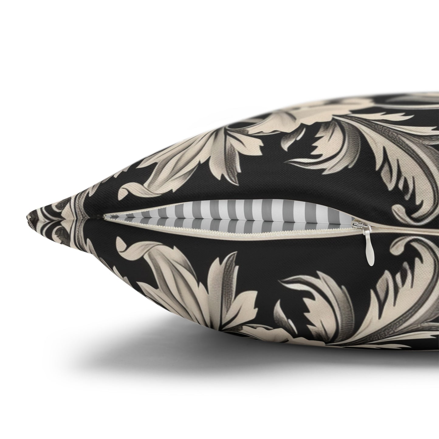Elegant 19th Century Vintage Floral Damask Pillowcase in Black and Off-White (Pillow not included)