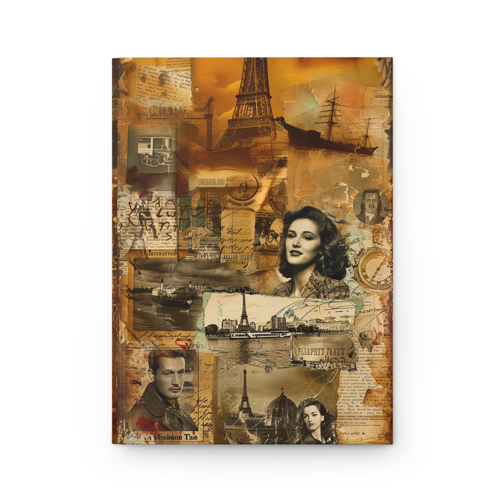 Vintage Antique Magazine Clipping Style Hardcover Journal for Writing & Sketching Matte Finish