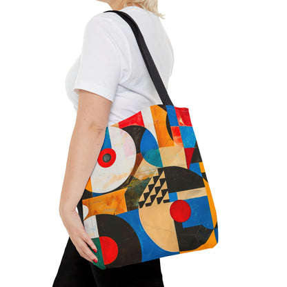 Vibrant Retro Abstract Art Tote Bag Durable Polyester with Cotton Straps Available in 3 Sizes