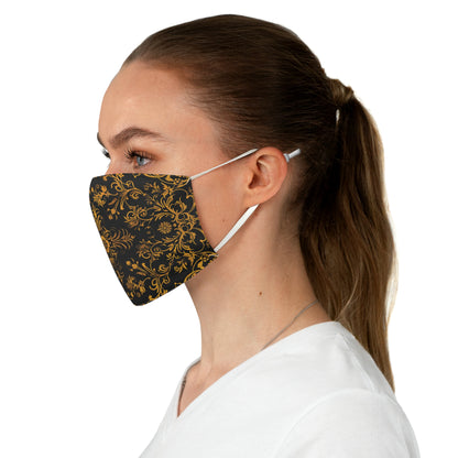 Elegant Gold Patterned Reusable Cloth Face Mask Adjustable and Comfortable Protection