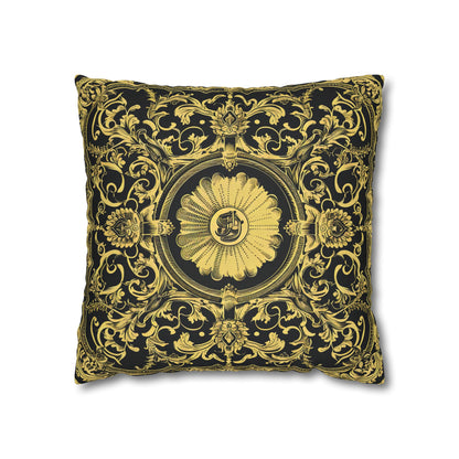 Elegant 19th Century Vintage Floral Damask Paisley Pillowcase in Black and Gold (Pillow not included)