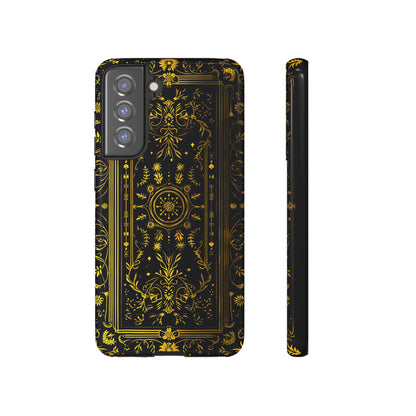 Luxury Gold Floral Damask Tough Phone Case - Elegant Black & Gold Baroque Design