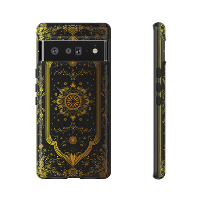 Luxury Gold Floral Damask Tough Phone Case - Elegant Black & Gold Baroque Design