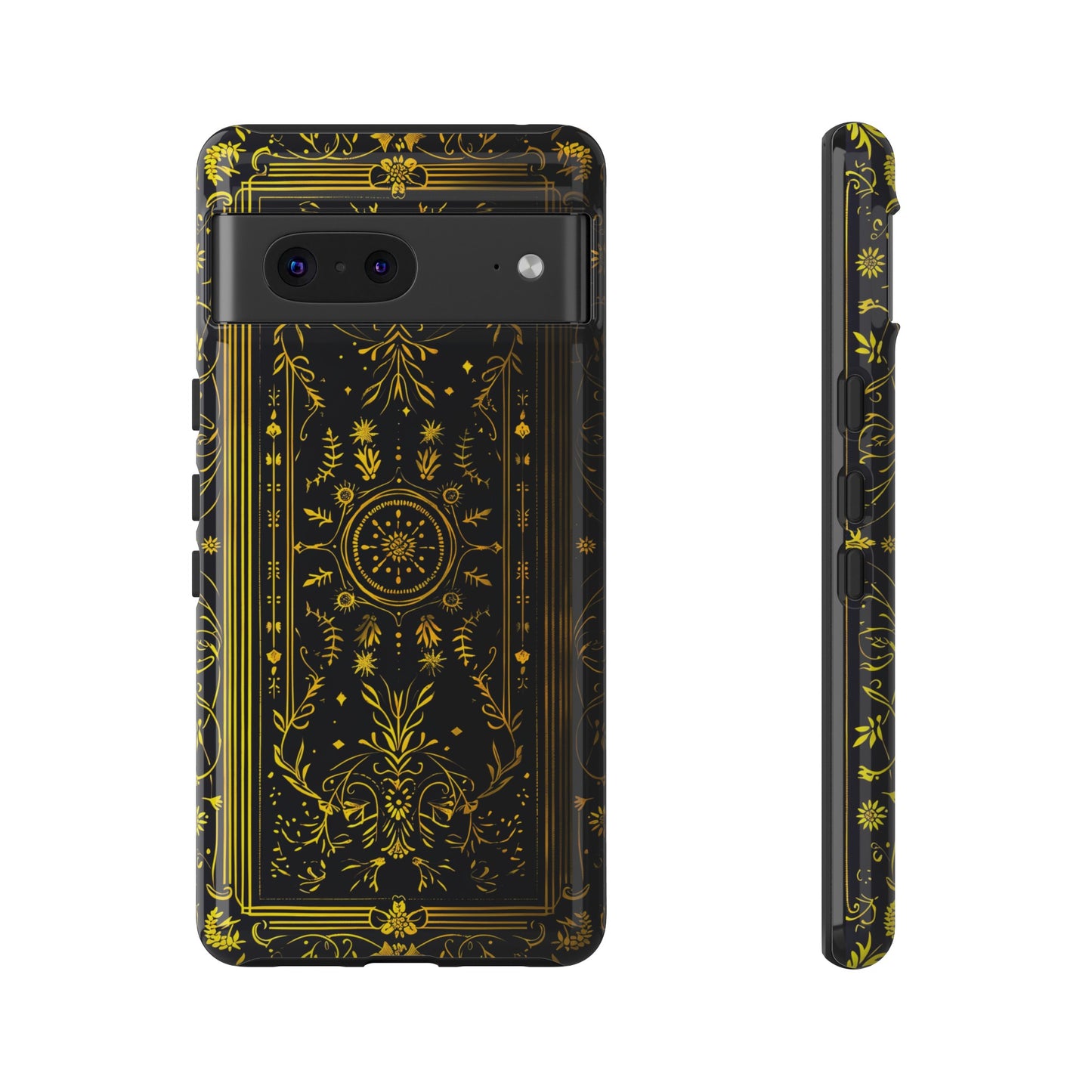 Luxury Gold Floral Damask Tough Phone Case - Elegant Black & Gold Baroque Design