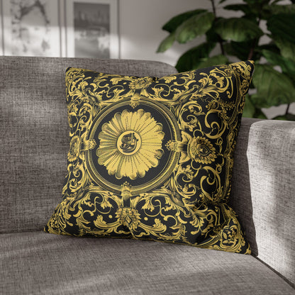 Elegant 19th Century Vintage Floral Damask Paisley Pillowcase in Black and Gold (Pillow not included)