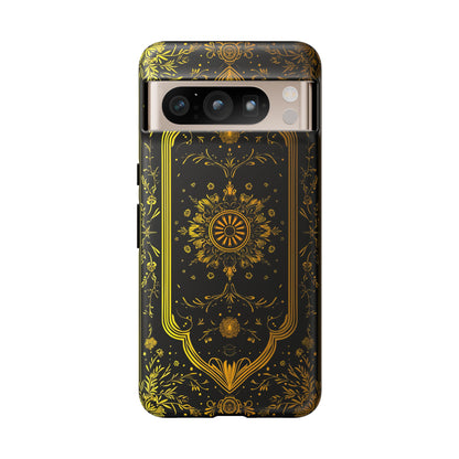 Luxury Gold Floral Damask Tough Phone Case - Elegant Black & Gold Baroque Design