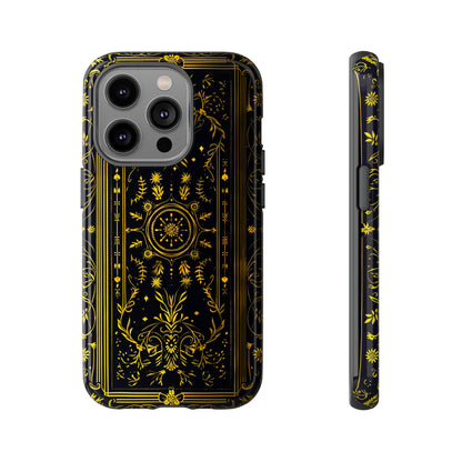 Luxury Gold Floral Damask Tough Phone Case - Elegant Black & Gold Baroque Design