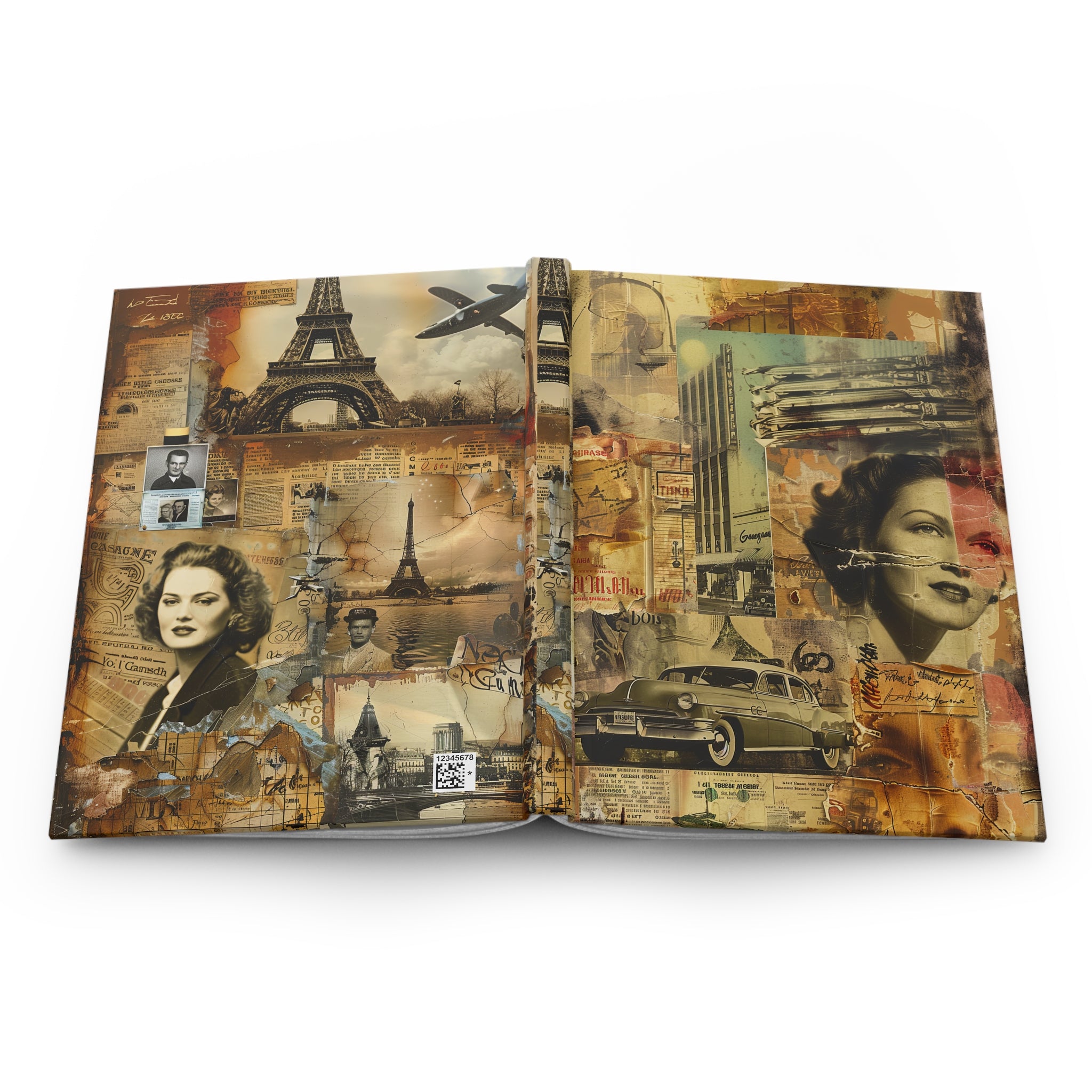 Vintage Antique Magazine Clipping Style Hardcover Journal for Writing & Sketching Matte Finish