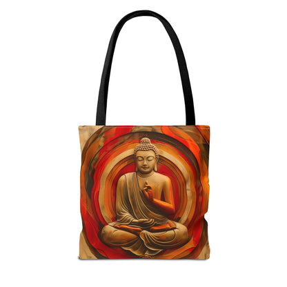 Vibrant Spiritual Buddhist Art Tote Bag Durable Polyester with Cotton Straps Available in 3 Sizes