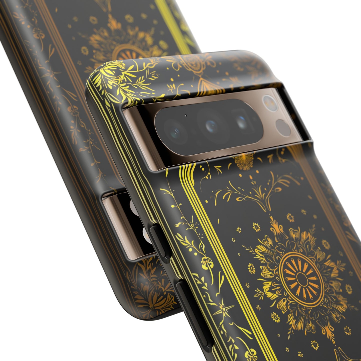 Luxury Gold Floral Damask Tough Phone Case - Elegant Black & Gold Baroque Design