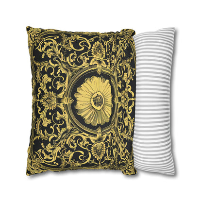 Elegant 19th Century Vintage Floral Damask Paisley Pillowcase in Black and Gold (Pillow not included)