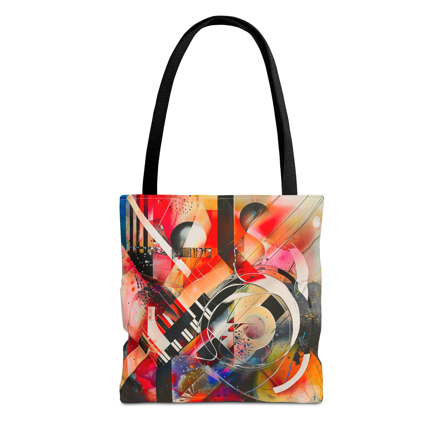 Vibrant Modernism Abstract Art Tote Bag Durable Polyester with Cotton Straps Available in 3 Sizes