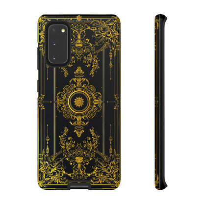 Luxury Gold Floral Damask Tough Phone Case - Elegant Black & Gold Baroque Design