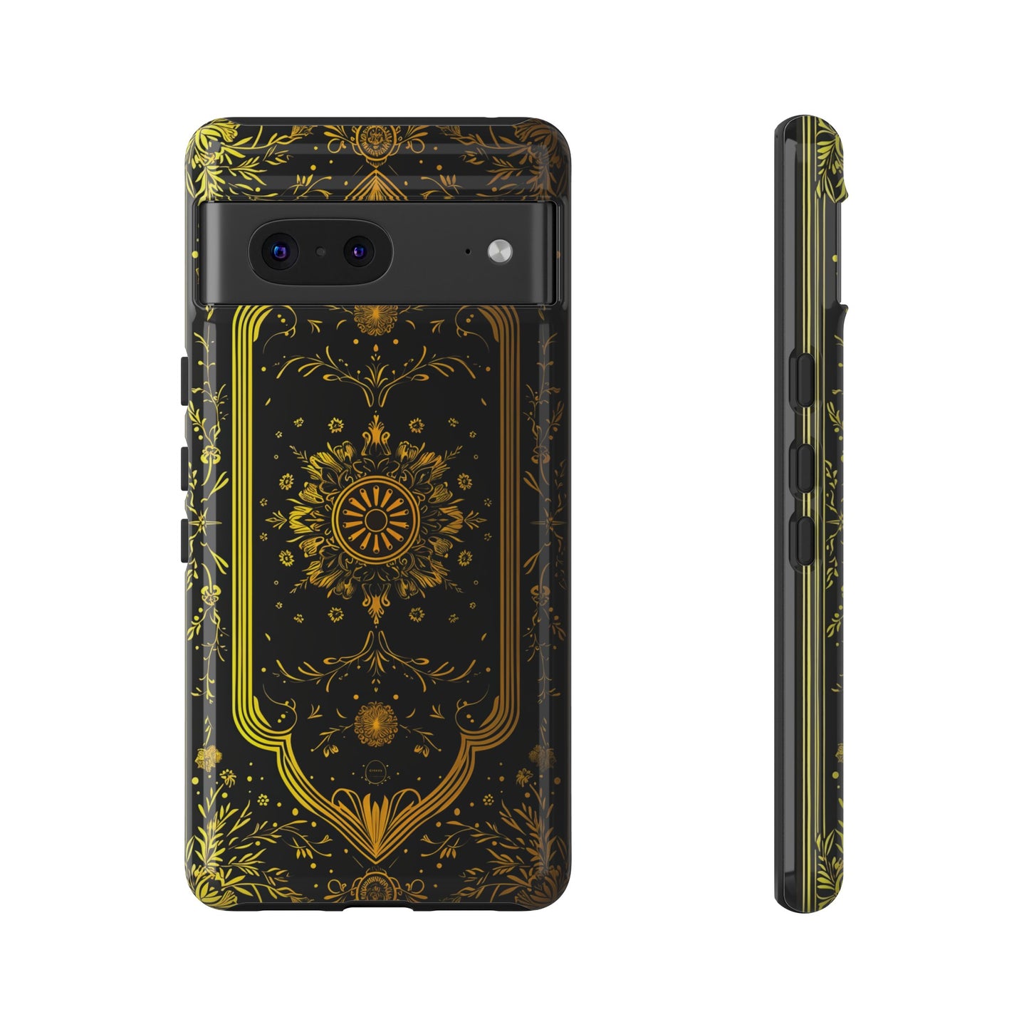 Luxury Gold Floral Damask Tough Phone Case - Elegant Black & Gold Baroque Design