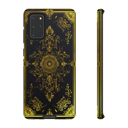 Luxury Gold Floral Damask Tough Phone Case - Elegant Black & Gold Baroque Design