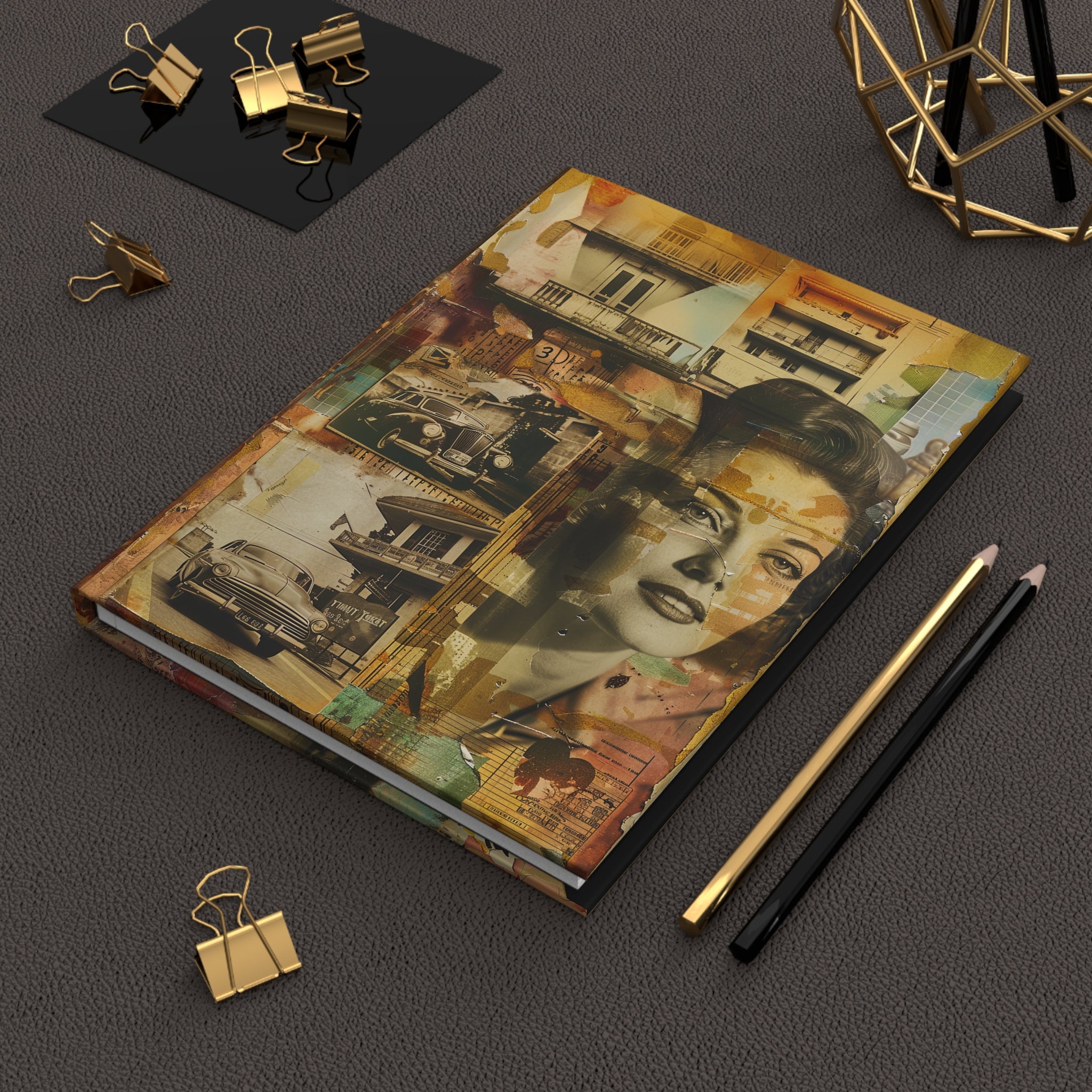 Vintage Antique Magazine Clipping Style Hardcover Journal for Writing & Sketching Matte Finish