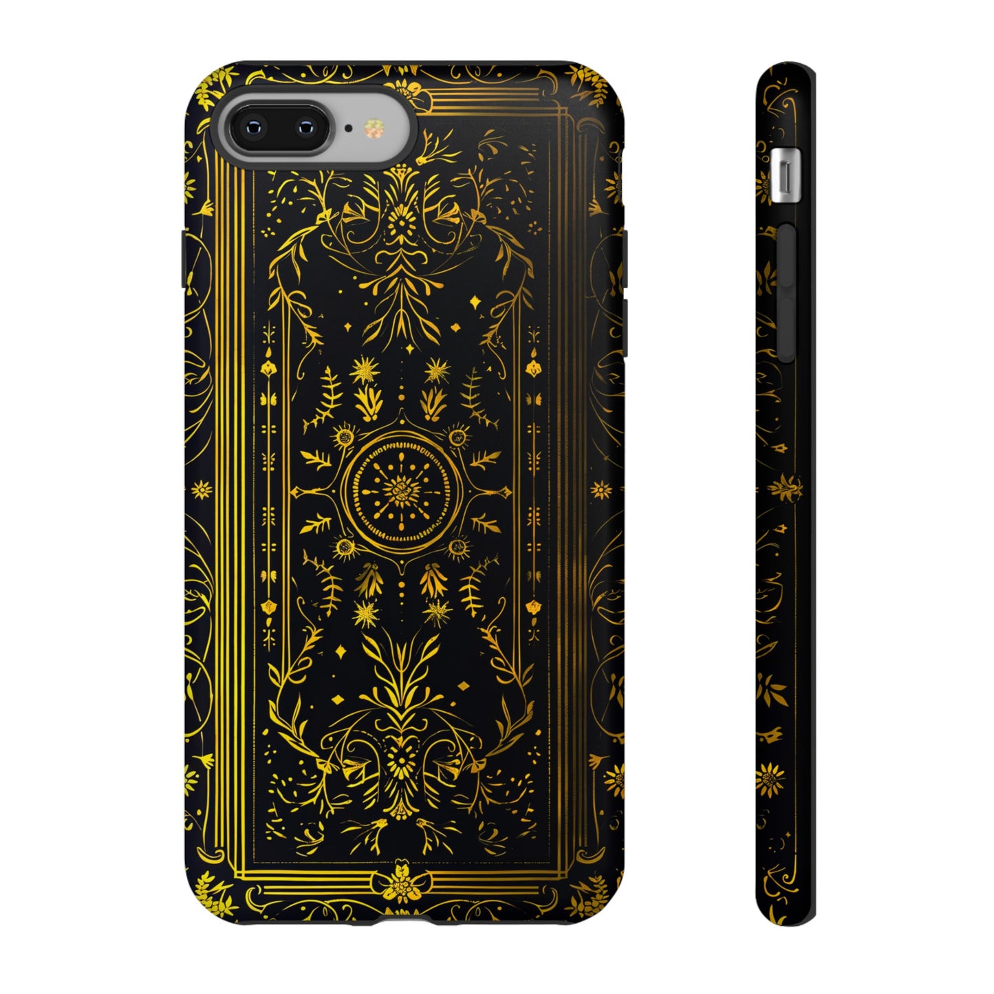 Luxury Gold Floral Damask Tough Phone Case - Elegant Black & Gold Baroque Design