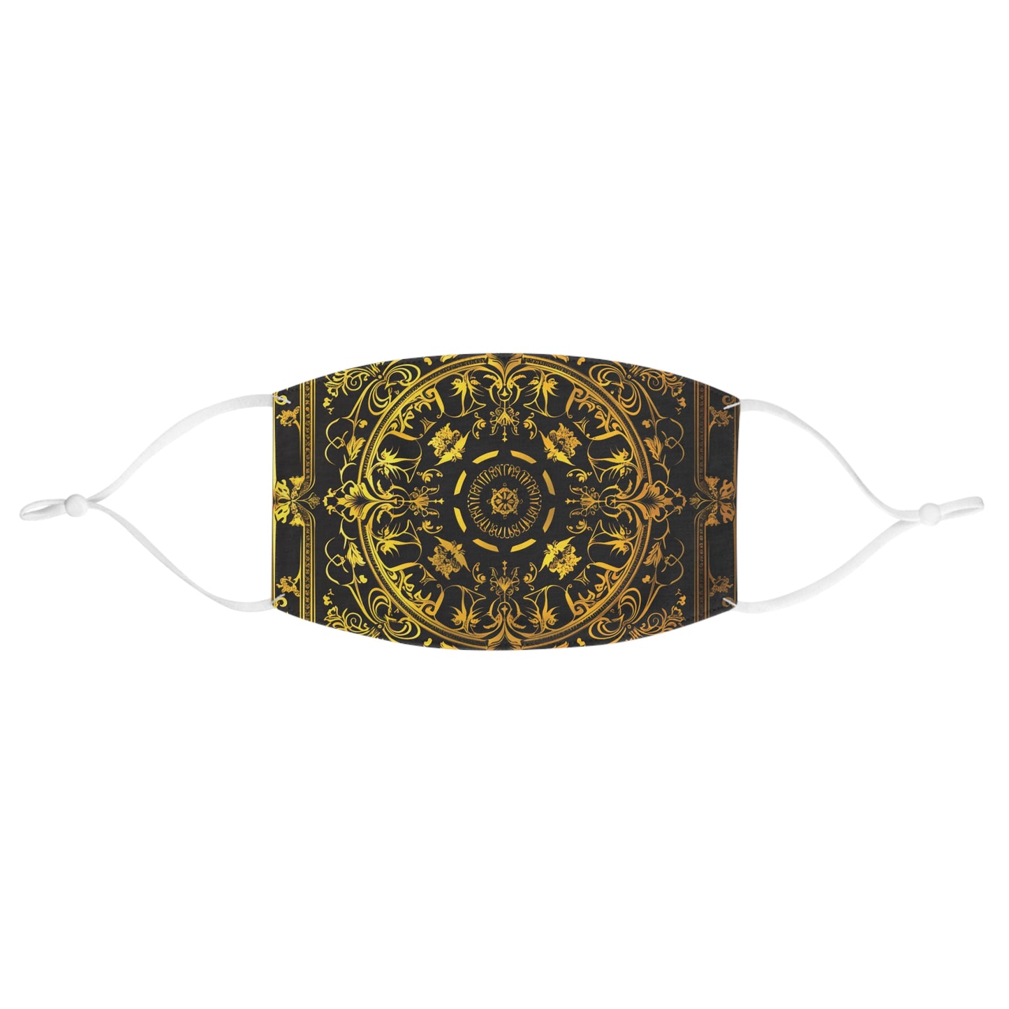 Elegant Gold Patterned Reusable Cloth Face Mask Adjustable and Comfortable Protection