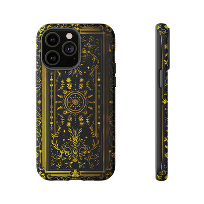 Luxury Gold Floral Damask Tough Phone Case - Elegant Black & Gold Baroque Design