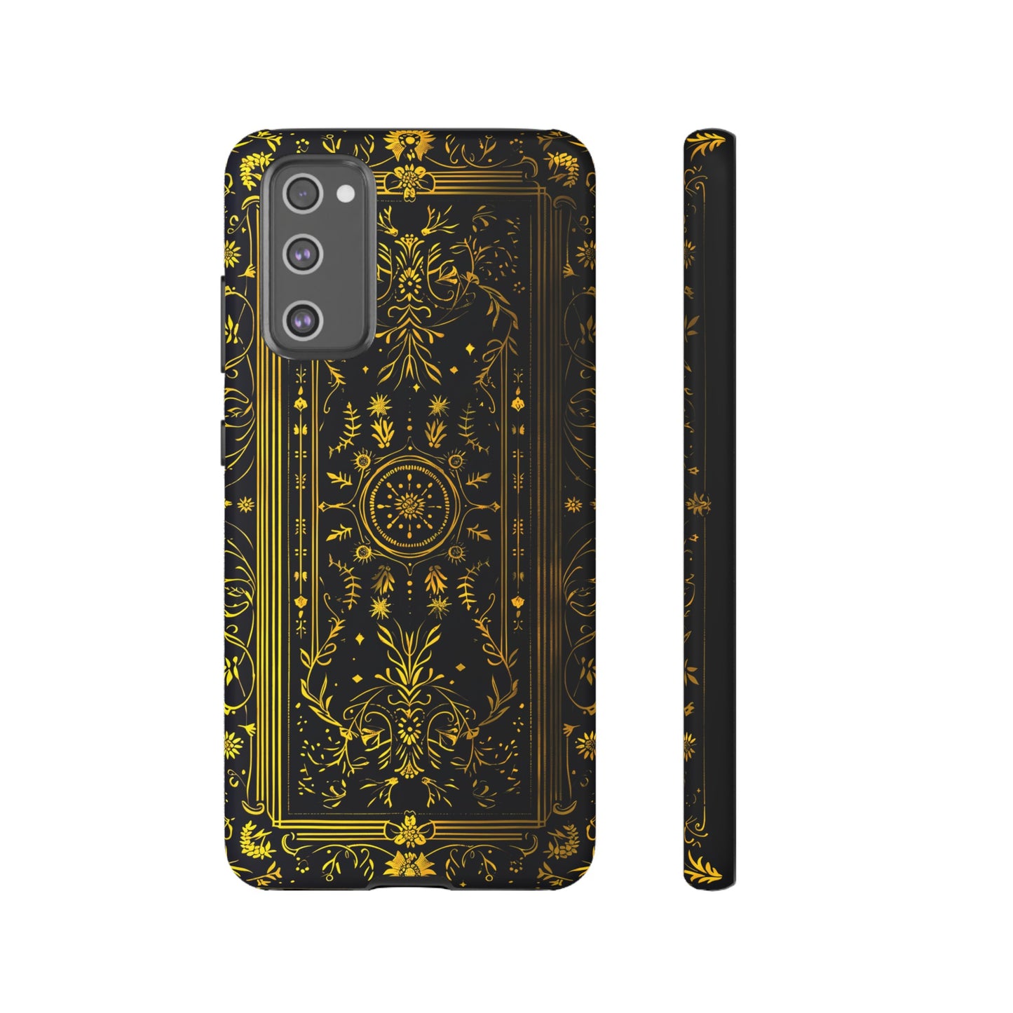 Luxury Gold Floral Damask Tough Phone Case - Elegant Black & Gold Baroque Design