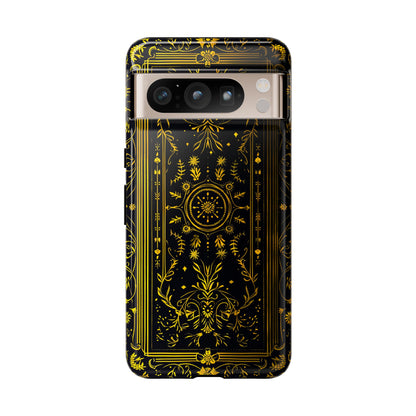 Luxury Gold Floral Damask Tough Phone Case - Elegant Black & Gold Baroque Design