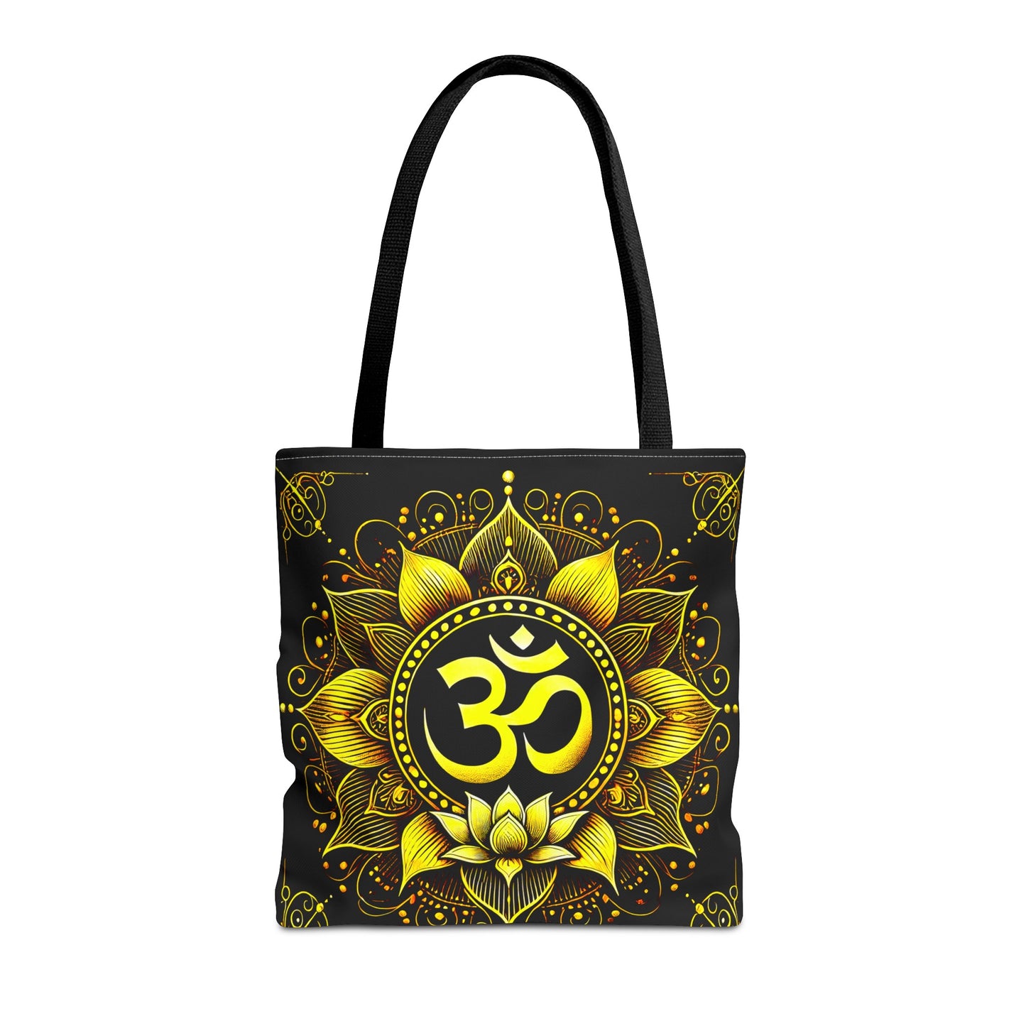 Vibrant Spiritual Yoga Art Om Symbol Tote Bag Durable Polyester with Cotton Straps Available in 3 Sizes