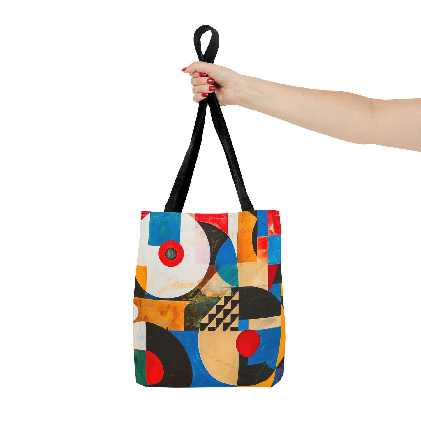 Vibrant Retro Abstract Art Tote Bag Durable Polyester with Cotton Straps Available in 3 Sizes