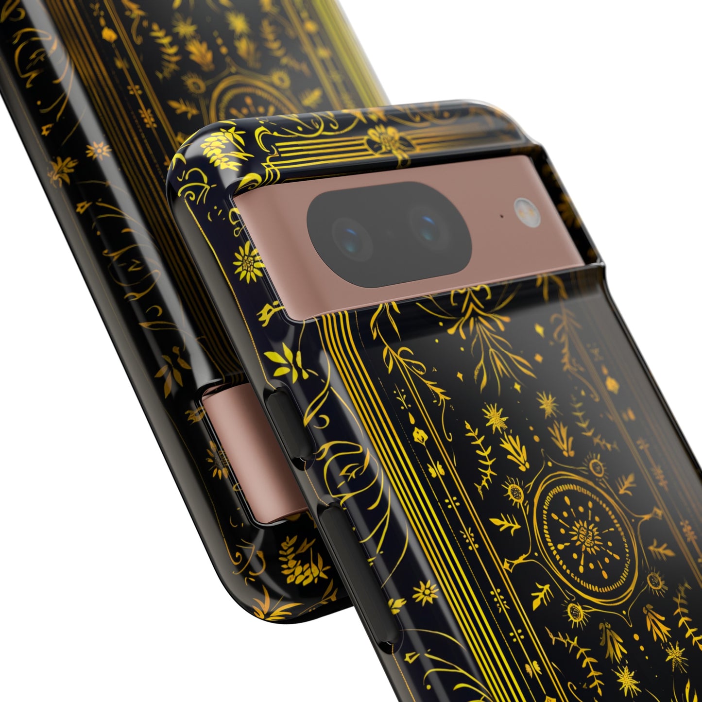 Luxury Gold Floral Damask Tough Phone Case - Elegant Black & Gold Baroque Design