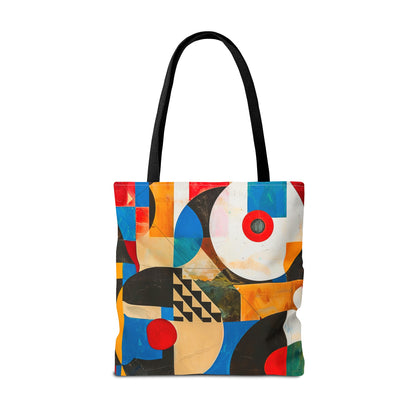 Vibrant Retro Abstract Art Tote Bag Durable Polyester with Cotton Straps Available in 3 Sizes