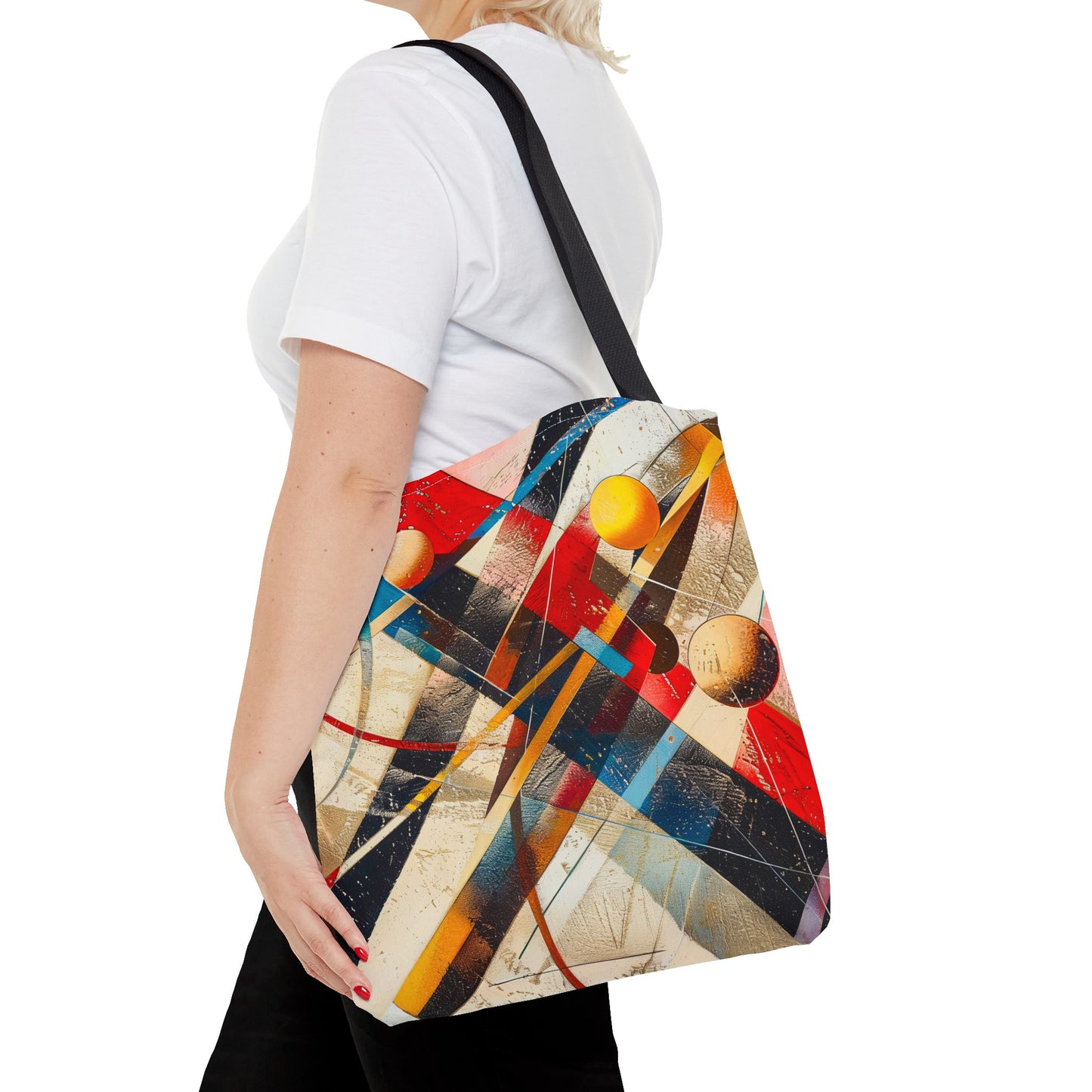 Vibrant Modernism Abstract Art Tote Bag Durable Polyester with Cotton Straps Available in 3 Sizes