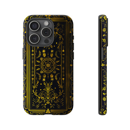 Luxury Gold Floral Damask Tough Phone Case - Elegant Black & Gold Baroque Design