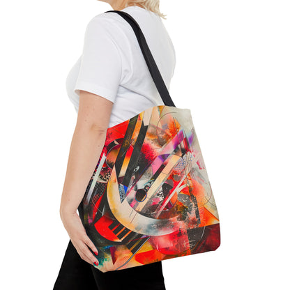 Vibrant Modernism Abstract Art Tote Bag Durable Polyester with Cotton Straps Available in 3 Sizes