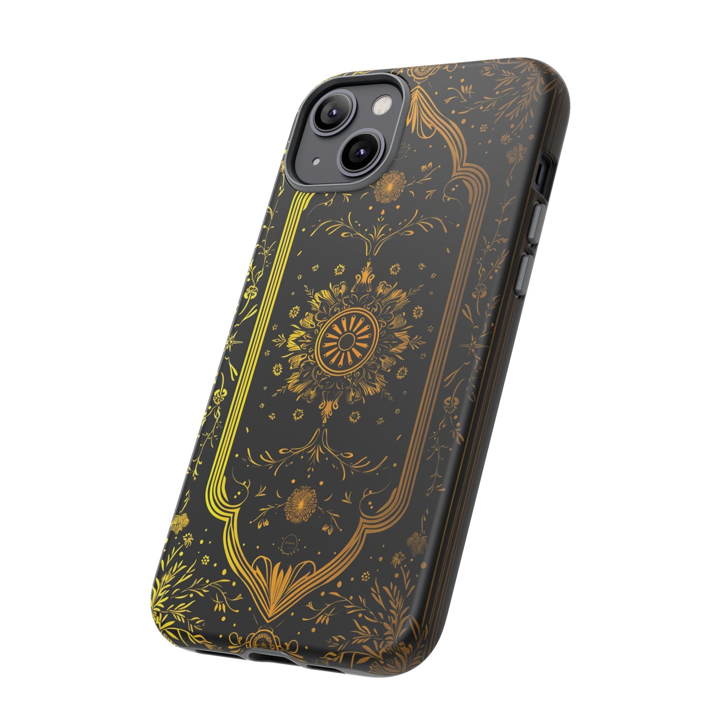 Luxury Gold Floral Damask Tough Phone Case - Elegant Black & Gold Baroque Design