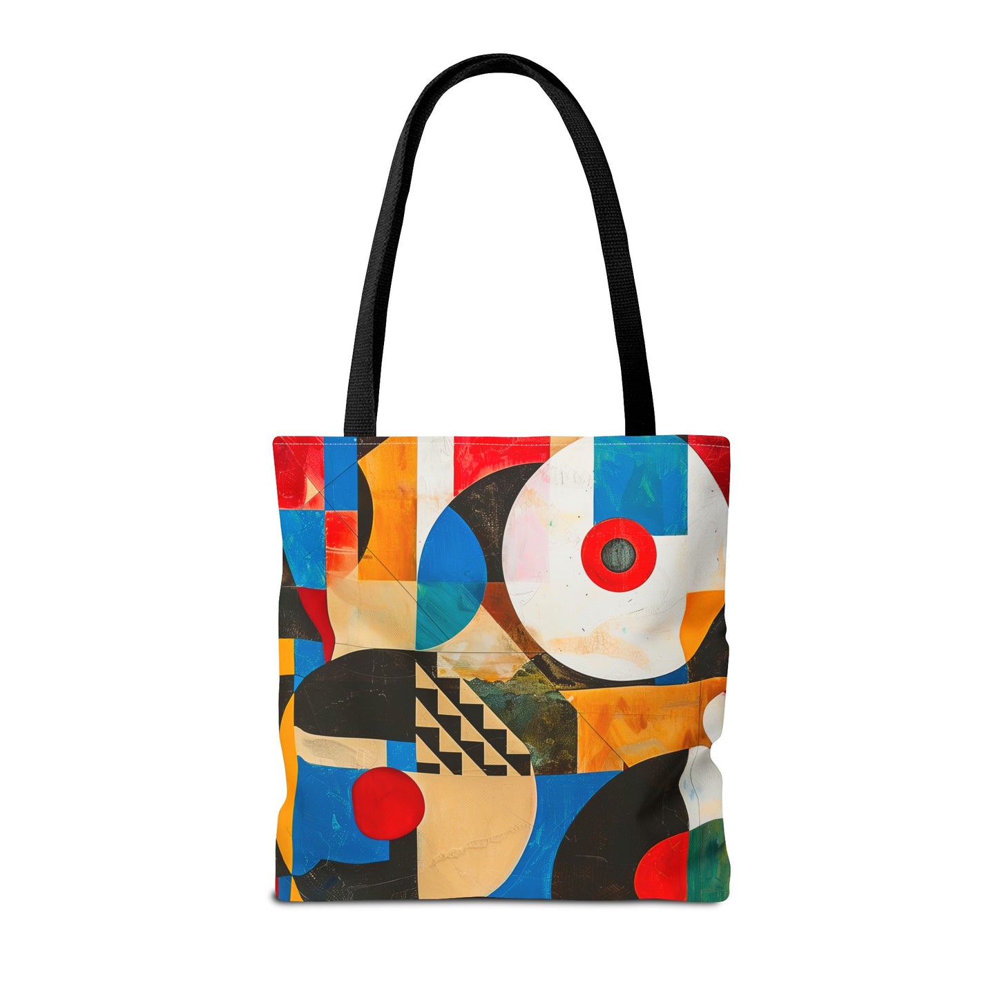 Vibrant Retro Abstract Art Tote Bag Durable Polyester with Cotton Straps Available in 3 Sizes