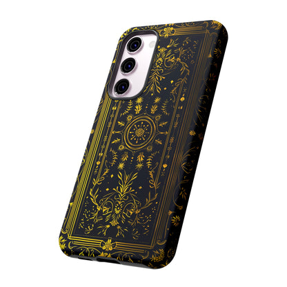 Luxury Gold Floral Damask Tough Phone Case - Elegant Black & Gold Baroque Design