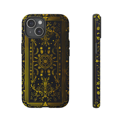 Luxury Gold Floral Damask Tough Phone Case - Elegant Black & Gold Baroque Design