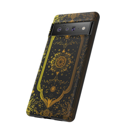 Luxury Gold Floral Damask Tough Phone Case - Elegant Black & Gold Baroque Design