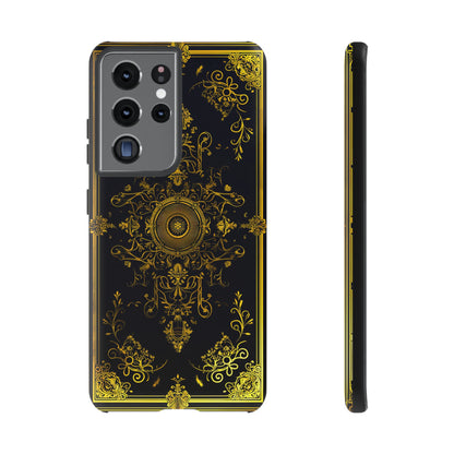 Luxury Gold Floral Damask Tough Phone Case - Elegant Black & Gold Baroque Design