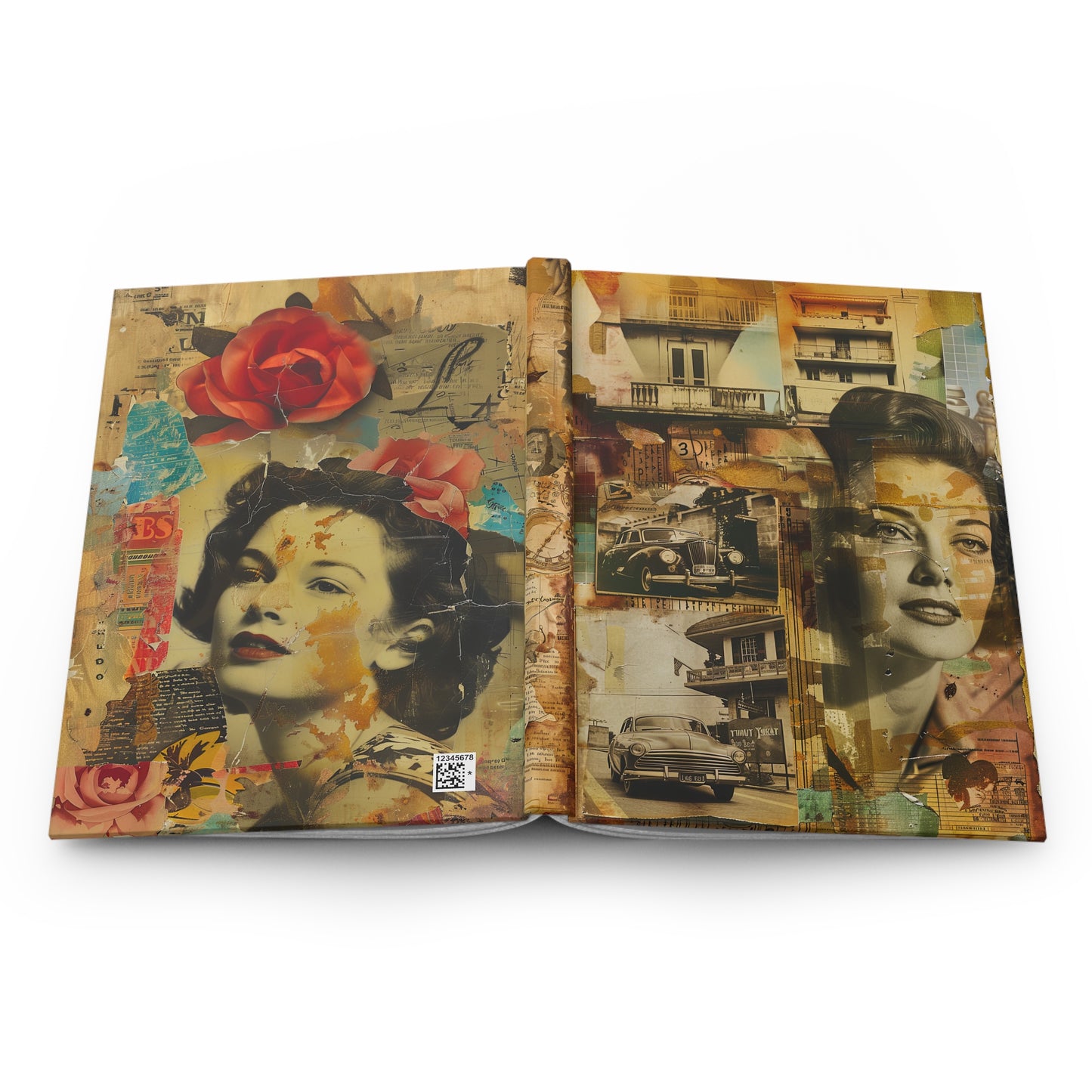 Vintage Antique Magazine Clipping Style Hardcover Journal for Writing & Sketching Matte Finish