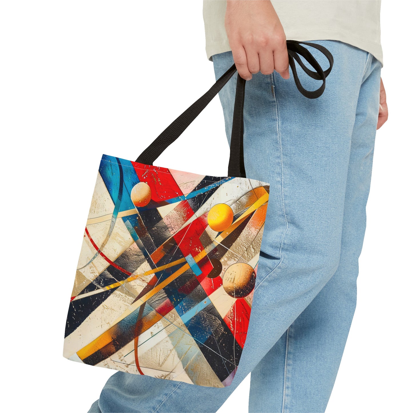 Vibrant Modernism Abstract Art Tote Bag Durable Polyester with Cotton Straps Available in 3 Sizes