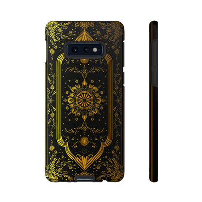 Luxury Gold Floral Damask Tough Phone Case - Elegant Black & Gold Baroque Design