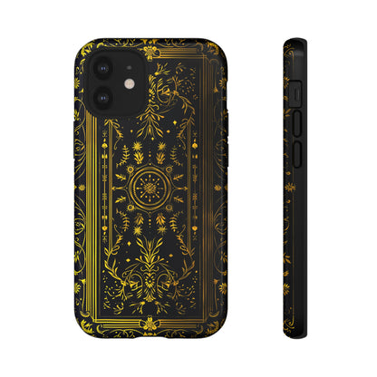 Luxury Gold Floral Damask Tough Phone Case - Elegant Black & Gold Baroque Design