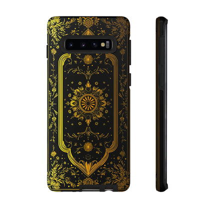 Luxury Gold Floral Damask Tough Phone Case - Elegant Black & Gold Baroque Design