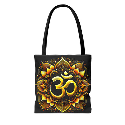 Vibrant Spiritual Yoga Art Om Symbol Tote Bag Durable Polyester with Cotton Straps Available in 3 Sizes