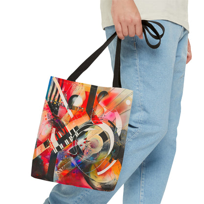 Vibrant Modernism Abstract Art Tote Bag Durable Polyester with Cotton Straps Available in 3 Sizes