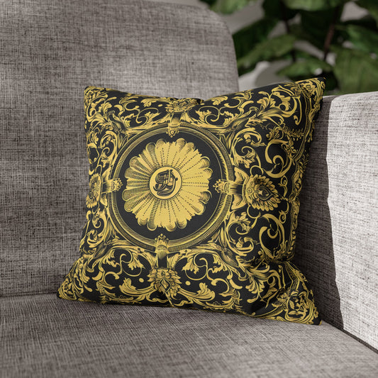 Elegant 19th Century Vintage Floral Damask Paisley Pillowcase in Black and Gold (Pillow not included)